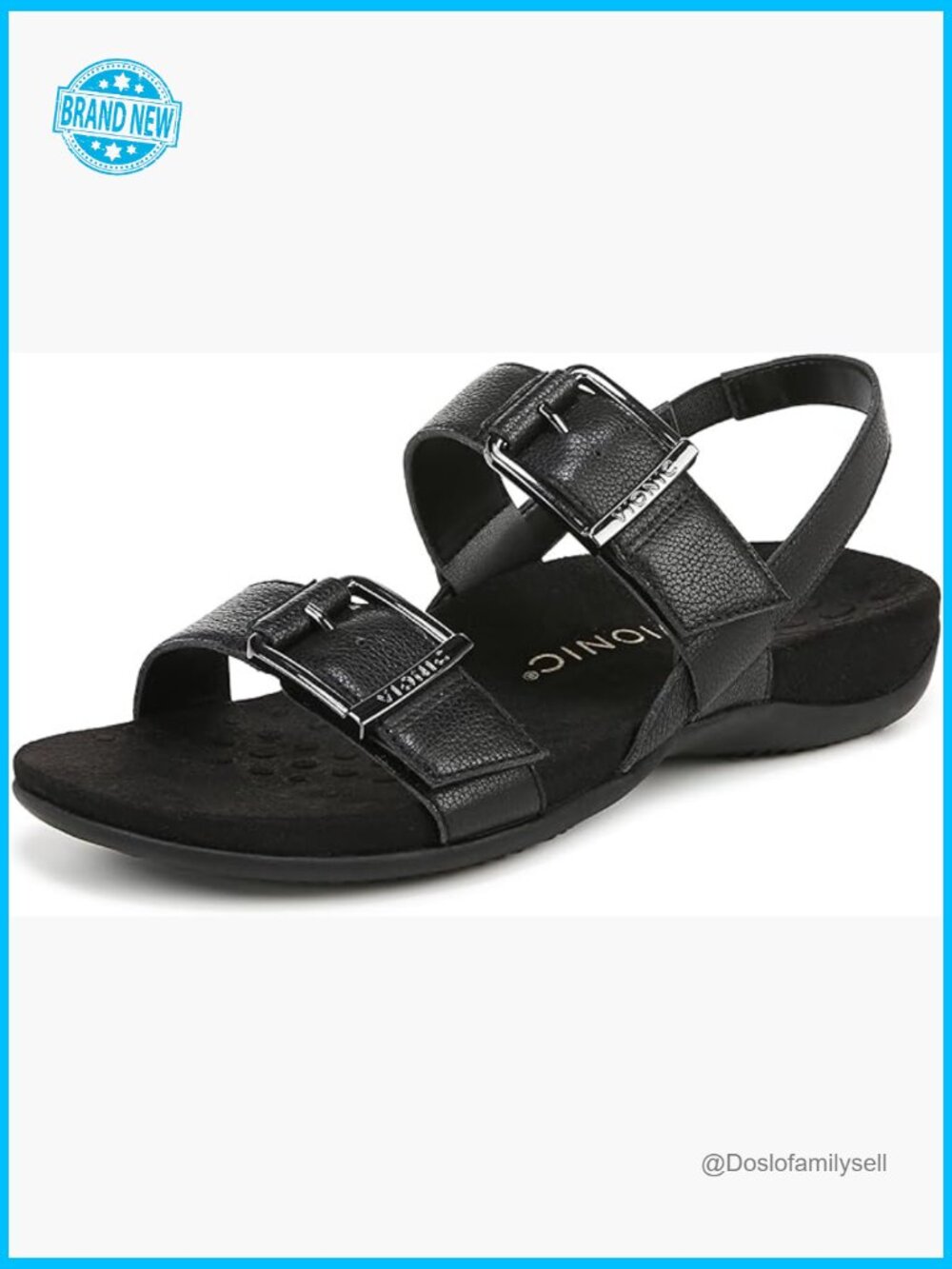 Slingback Sandals Casual Open Toe Arch Support Leather Hook & Loop Closure